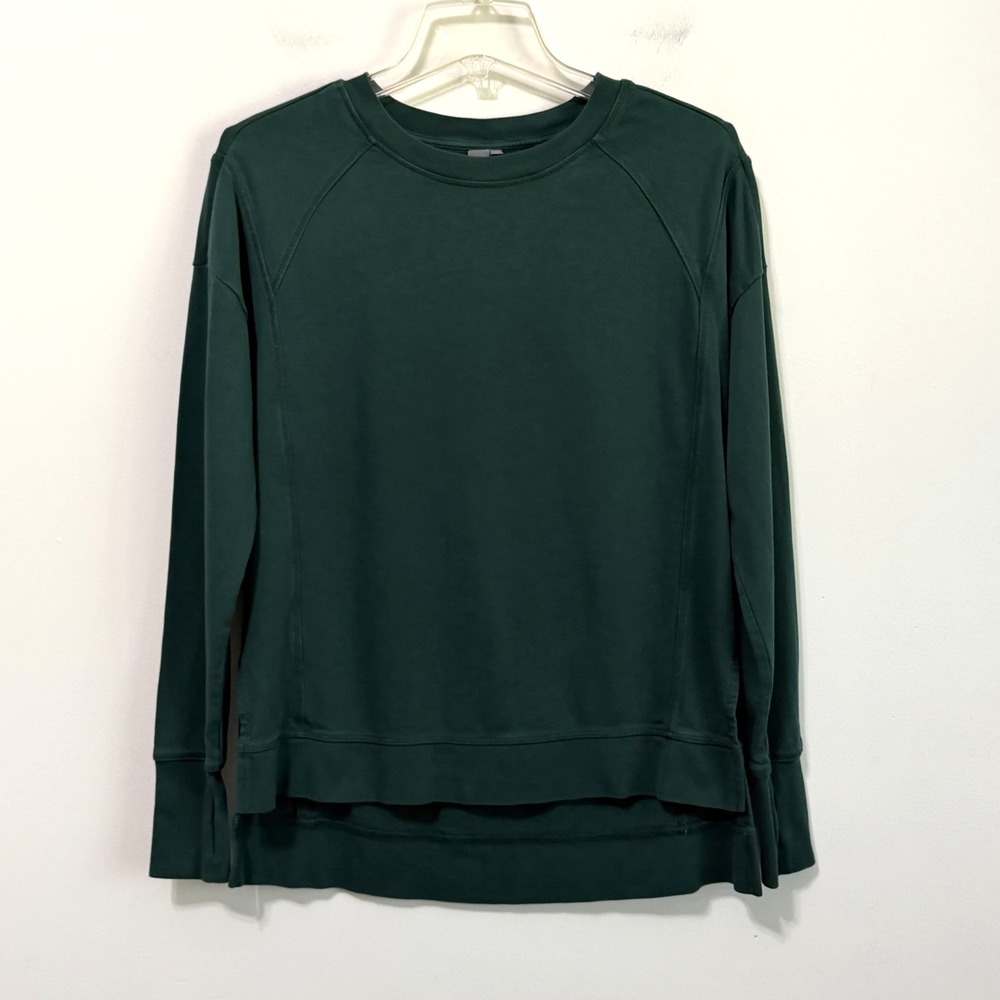 Sweaty Betty After Class Longline Crewneck Sweatshirt Green XS High Low Hem Gym